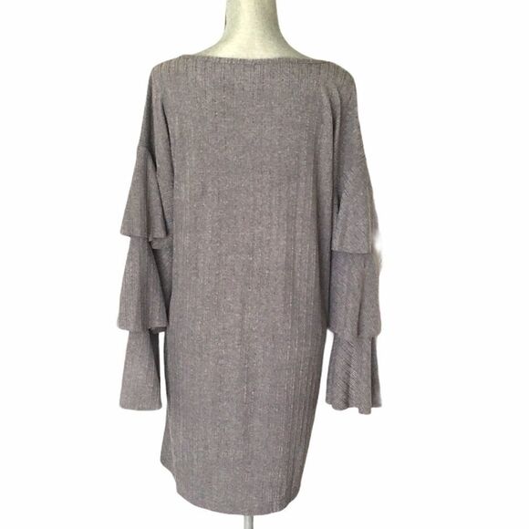 L Love Grey Layered Ruffle Sleeves Dress Size S - Picture 2 of 3